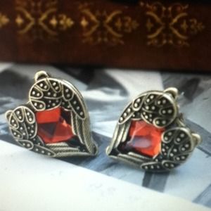 Jewelry - Angel Wing Red Rhinestone Bronze Earrings NEW Jewelry - Angel Wing Red Rhinestone Bronze Earrings NEW