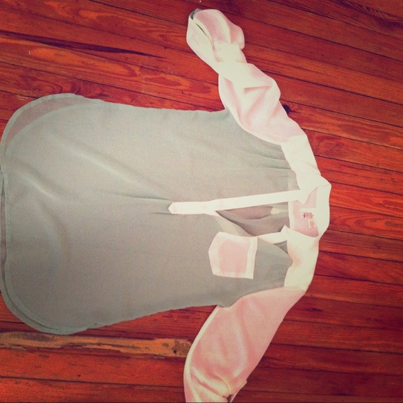 RESERVED Mint and cream sheer tunic