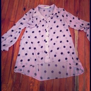 Black and white sheer polka dot top