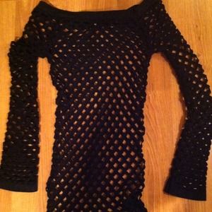 Black fish net long sleeve