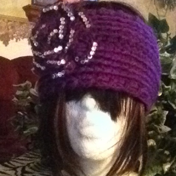 Crochet head band purple