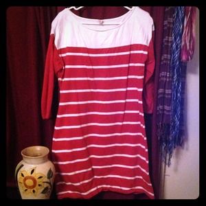 Burnt orange and cream striped dress