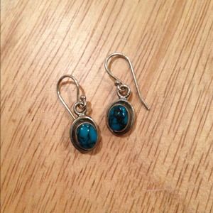Sterling silver turquoise oval earrings