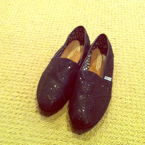 Black sparkly TOMS.