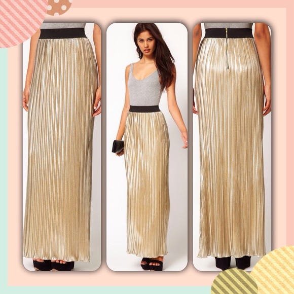 ASOS Maxi Skirt in Metallic Gold
