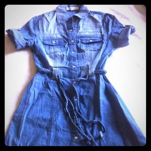 Denim dress LoveCulture.Great look with tights!
