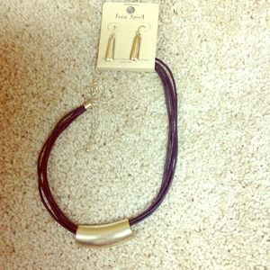 Black Faux Leather and Silver Necklace