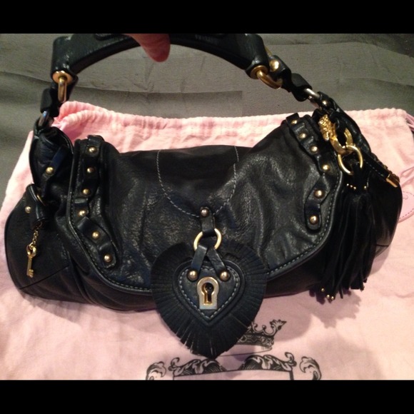 💖Juicy-small,black LEATHER, flap front, cute💖