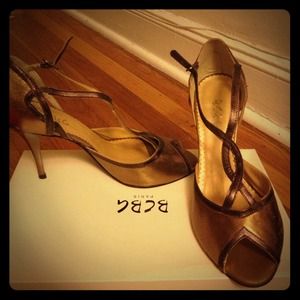 *REDUCED!* BCBG Paris Metallic Peep-Toe Heels