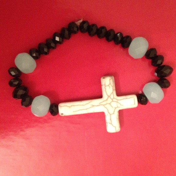 Cross Bracelet! Made with semiprecious stones