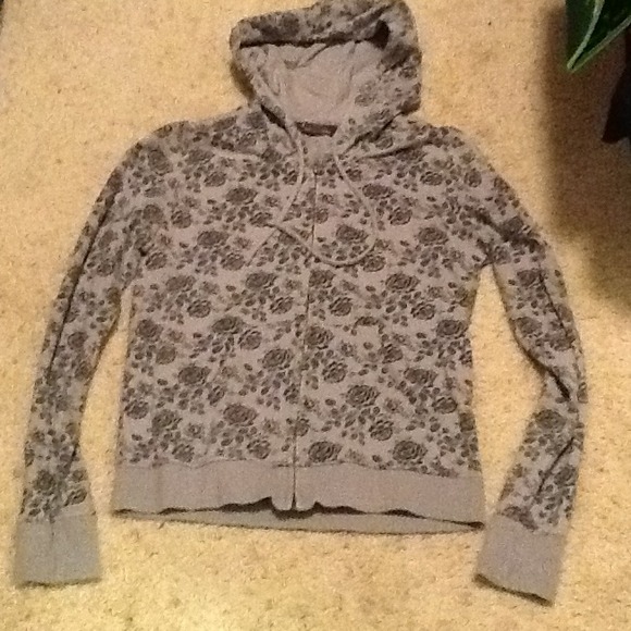 Floral zipper hood jacket