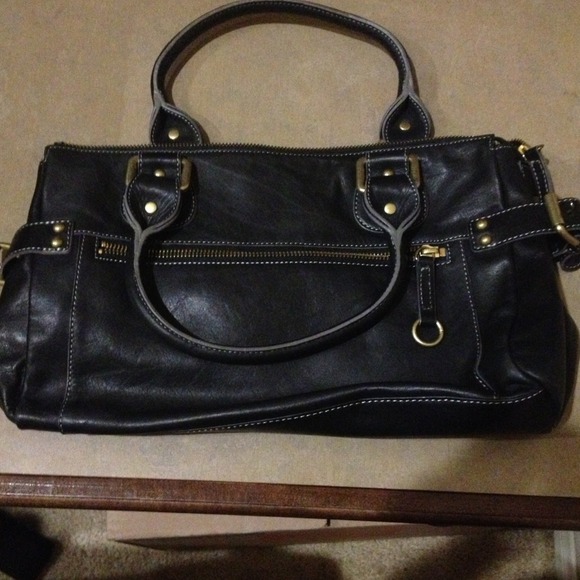 HOLD for bundle!!! Black Leather Prague purse