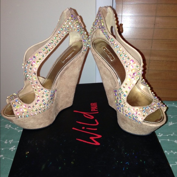 Never Worn Platform Crystallized Wedges