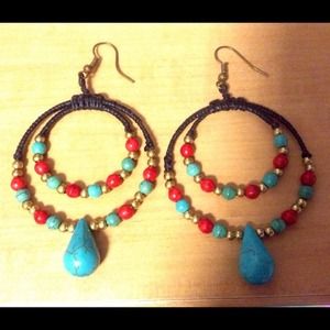 Handmade stone and beaded earrings from Thailand