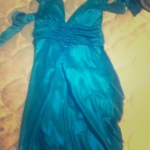 Silk teal haulter dress