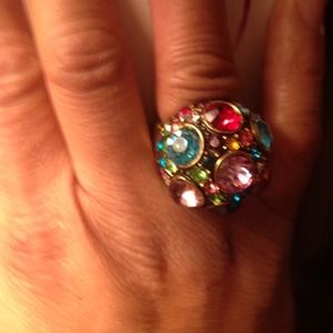 Stretch multicolor rhinestone ring
