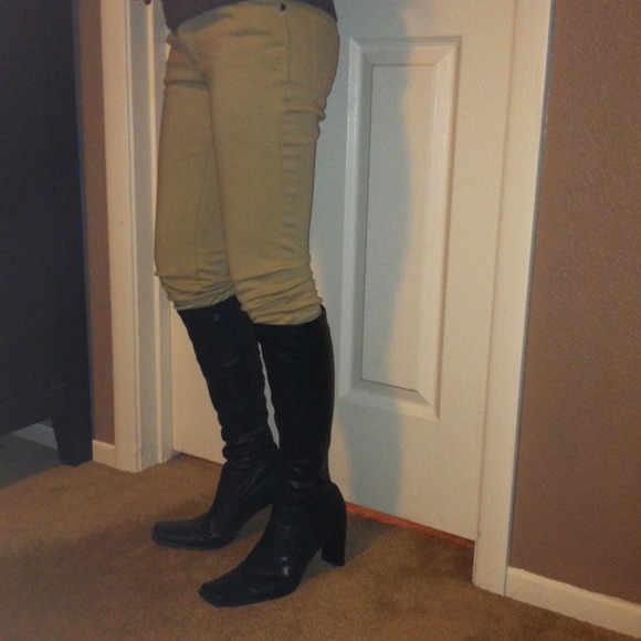 Black knee high high heel boots- size 8