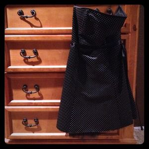 Strapless Black w white polka dot vintage dress.