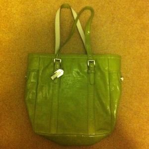 Lime green patent leather coach bag