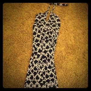 Blue & White Patterned Maxi Dress