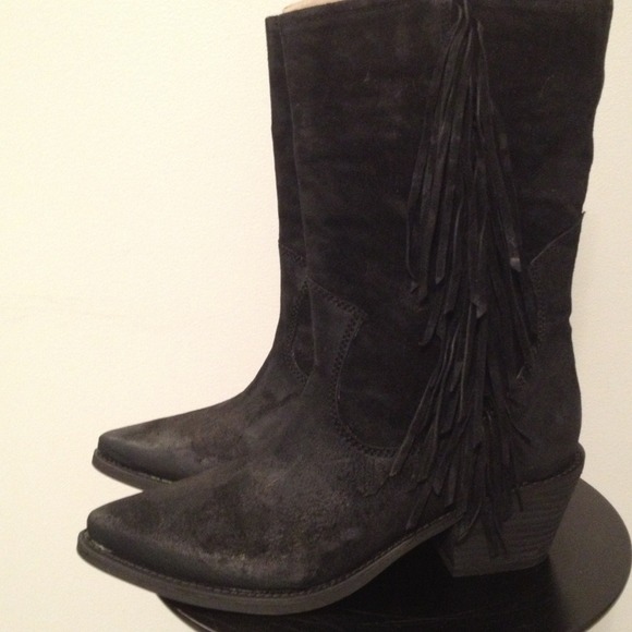 SOLDCarlos Santana black fringe Lafayette boots