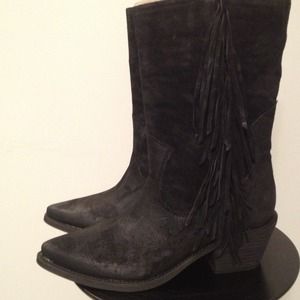 SOLDCarlos Santana black fringe Lafayette boots