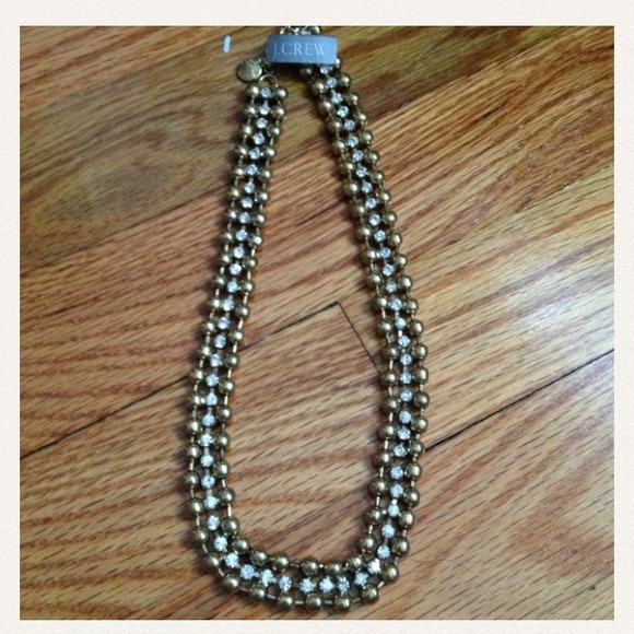 J crew gold necklace with stones