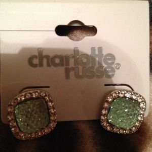 green and silver stud earrings