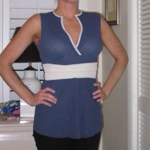 ❌SOLD❌ Sweet Pea Navy w/ White Polka-dots Tank