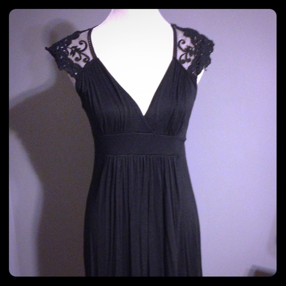 Lace sleeve little black dress
