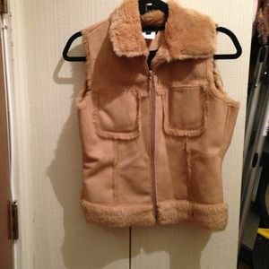 Tan suede/fur vest.