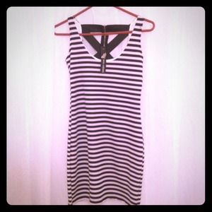 Black and white striped dress