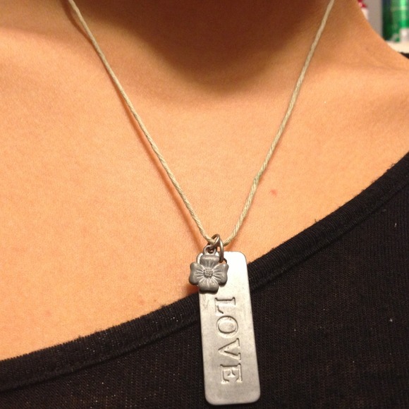 Love and flower pendant necklace.