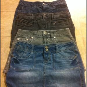 Four size 3 denim mini skirts