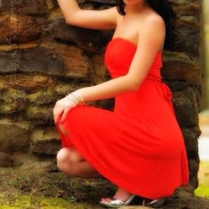 Orange strapless dress
