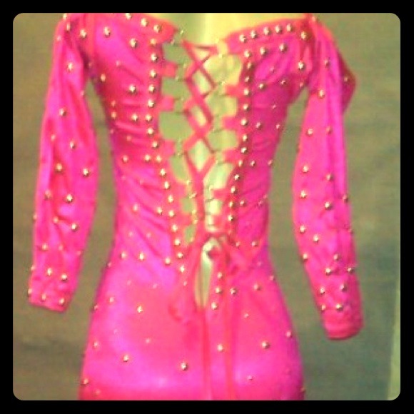 Costume made pink studded dress