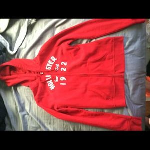 Red Hollister Fleece Hoodie Size Large