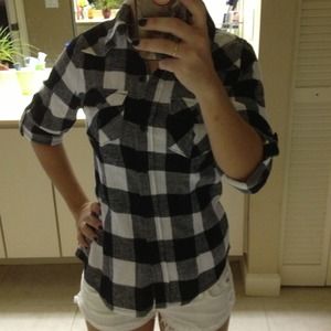 Black and white flannel button down