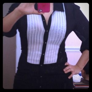 Guess chiffon black and white tunic