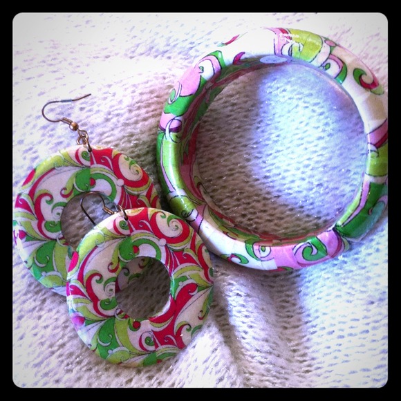 ✂Take 50% now Funky Bangle & Earrings Pucci Prints