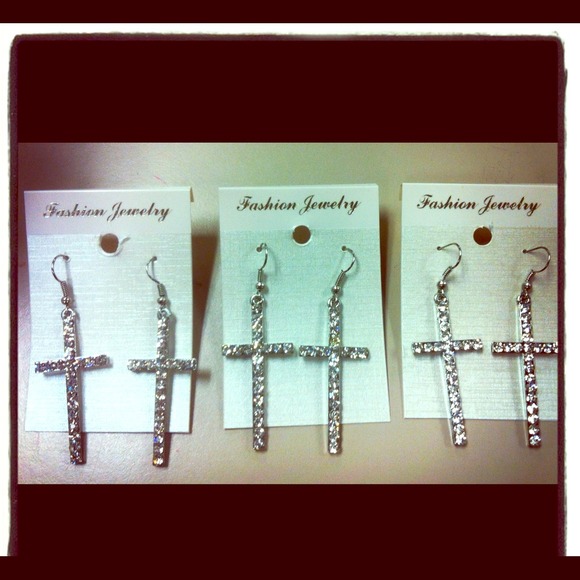Rhinestone Cross Earrings