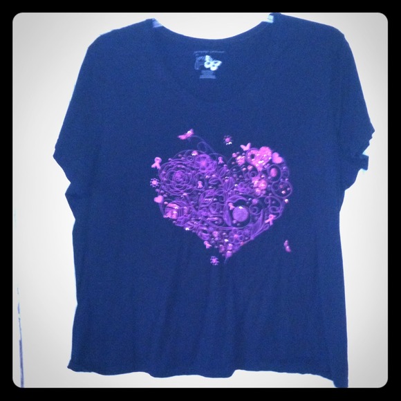 Black tee w/ glitter breast cancer awareness