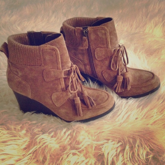 Franco Sarto tan suede booties $60