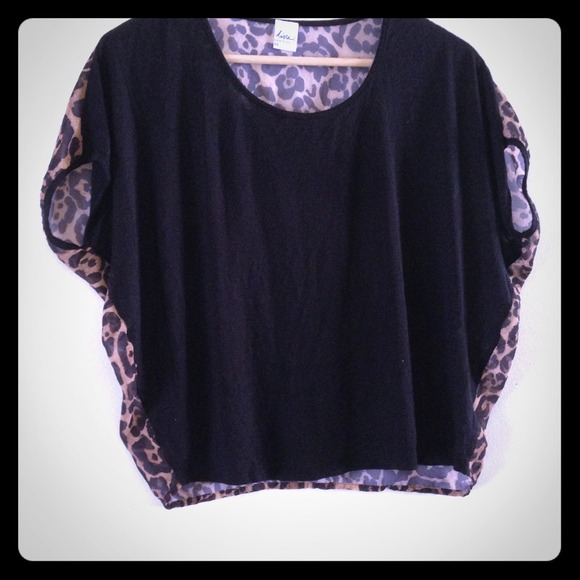 ❌SOLD Black & Sheer Leopard Top❌