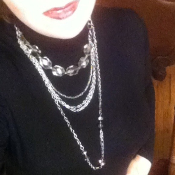 HPNecklace multichain with crystals Silvertone - Picture 4 of 4