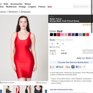 American apparel nylon tricot scoop back dress