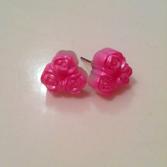 Pink rose earrings