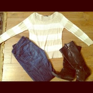Reduced!!! Vince khaki and white stripe sweater!!