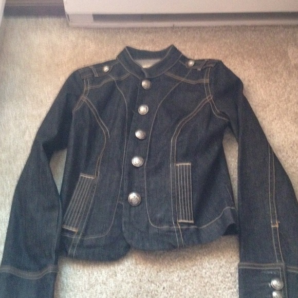Stretchy dark jean jacket