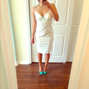 Cocktail dress with turquoise trim by Express